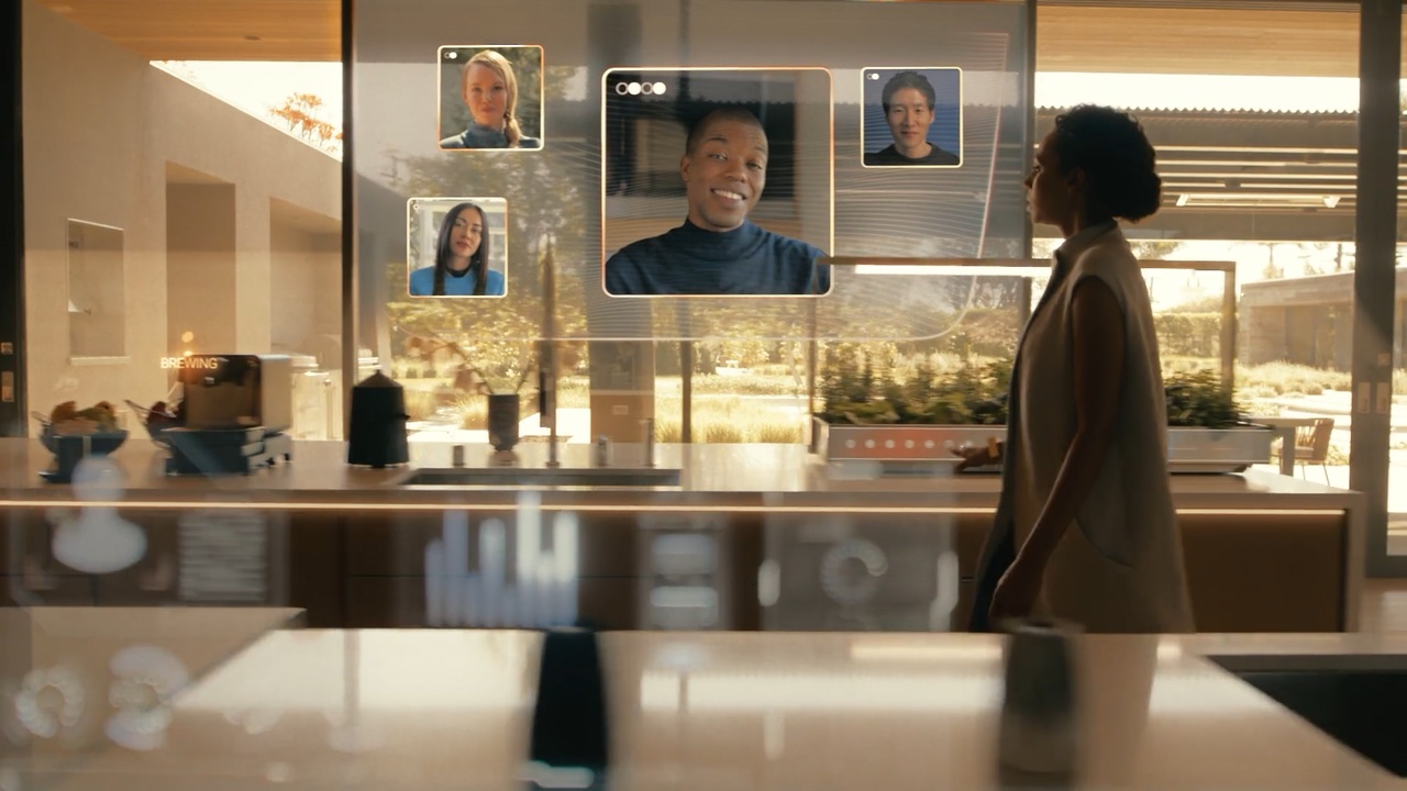 Translucent glass interface layered in a kitchen environment
