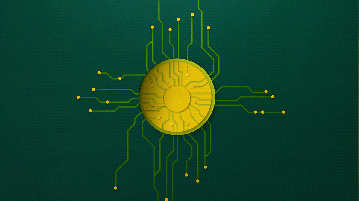 Paper-crafted technology symbol