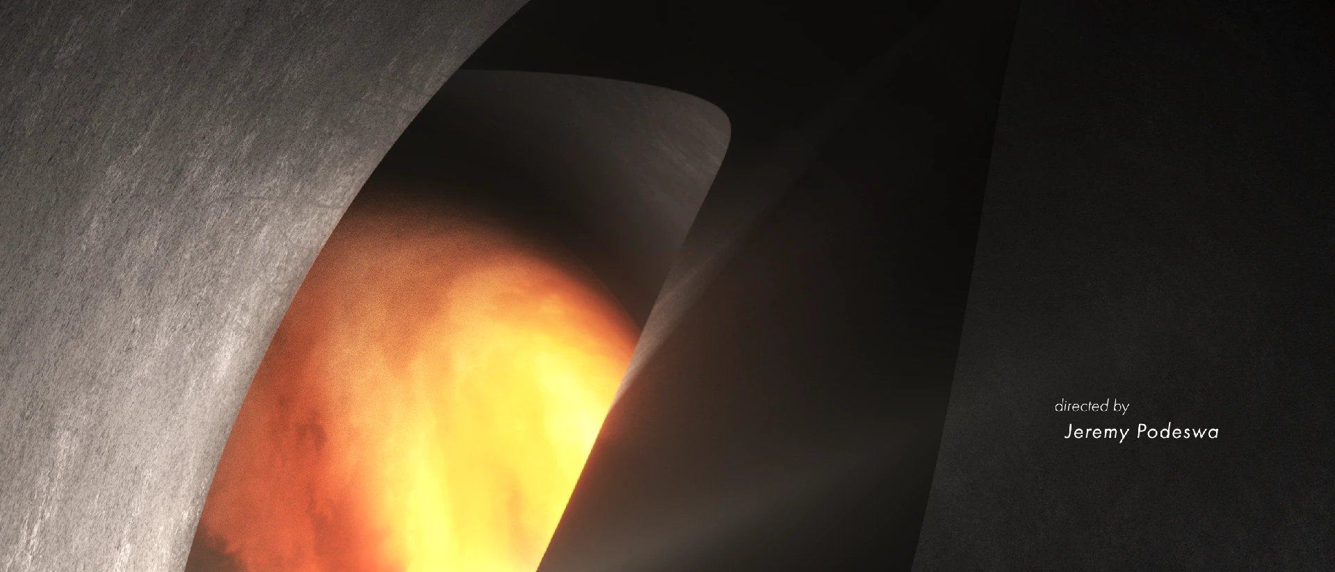 Light and heat emerging from a sculptural orbital form